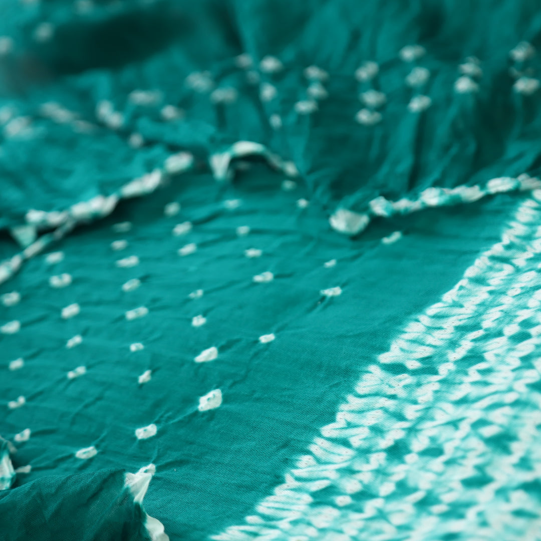 Sohini Emerald Teal All Over Authentic Bandhej Work Cotton Suit Set