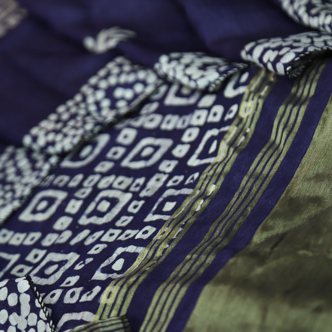 Manzeel Indigo Purple All Over Bandhani Printed with Zari Modal Suit Set