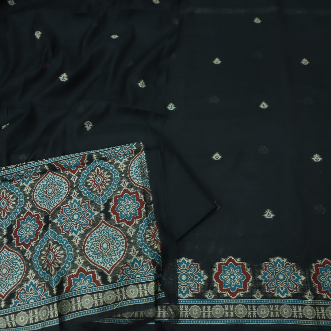 Dhun Ebony Black Thread Authentic Jamdani Weaved Hem Suit Set
