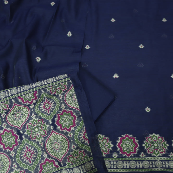 Dhun Royal Blue Thread Authentic Jamdani Weaved Hem Suit Set