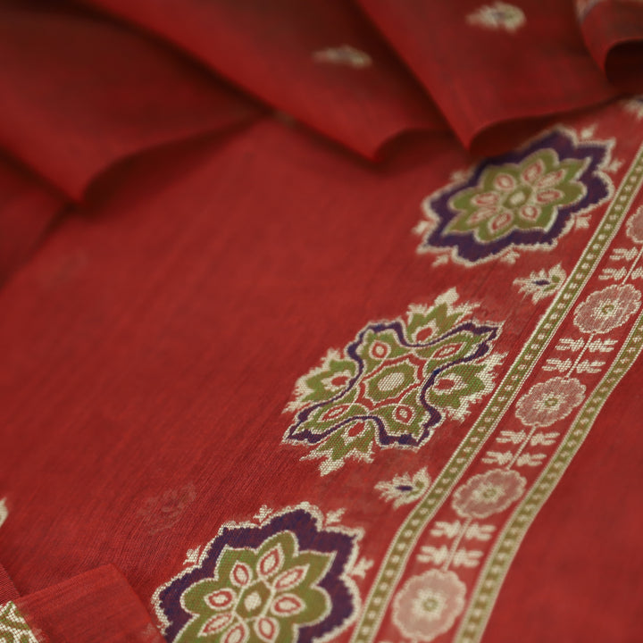 Dhun Maroon Red Thread Authentic Jamdani Weaved Hem Suit Set