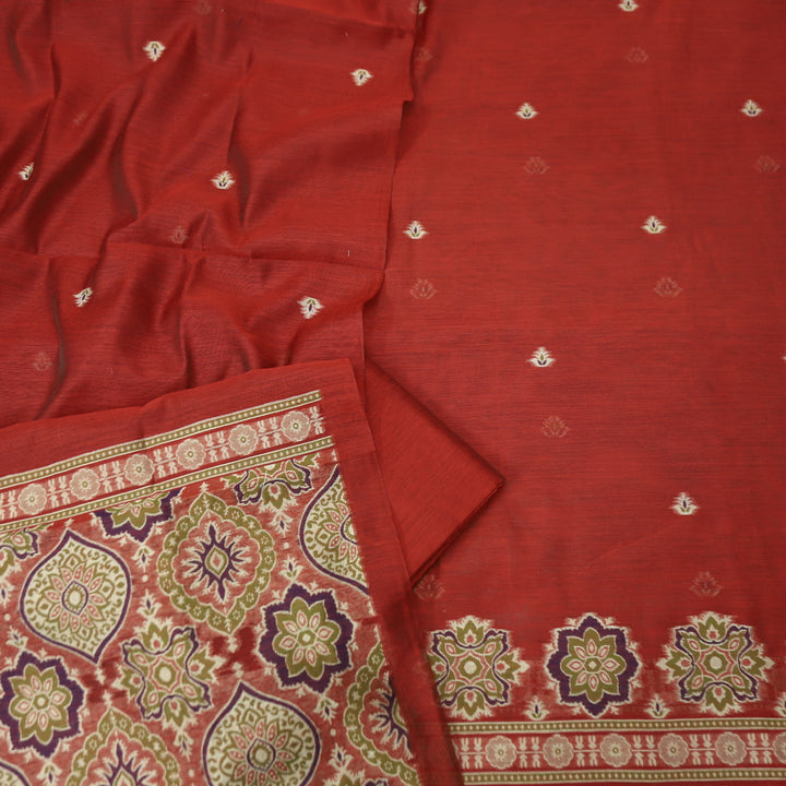 Dhun Maroon Red Thread Authentic Jamdani Weaved Hem Suit Set