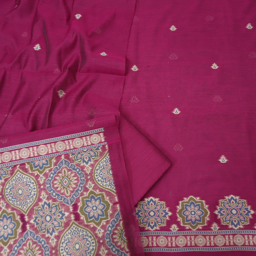Dhun Magenta Purple Thread Authentic Jamdani Weaved Hem Suit Set