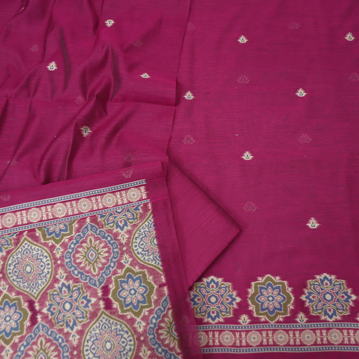 Dhun Magenta Purple Thread Authentic Jamdani Weaved Hem Suit Set