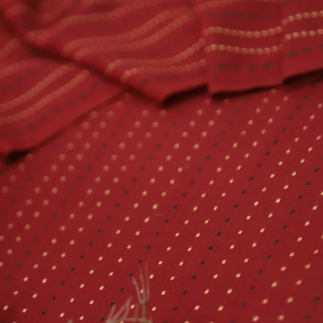 Kamini Maroon Red All Over Thread Weaved Work Cotton Suit Set
