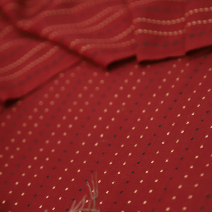 Kamini Maroon Red All Over Thread Weaved Work Cotton Suit Set