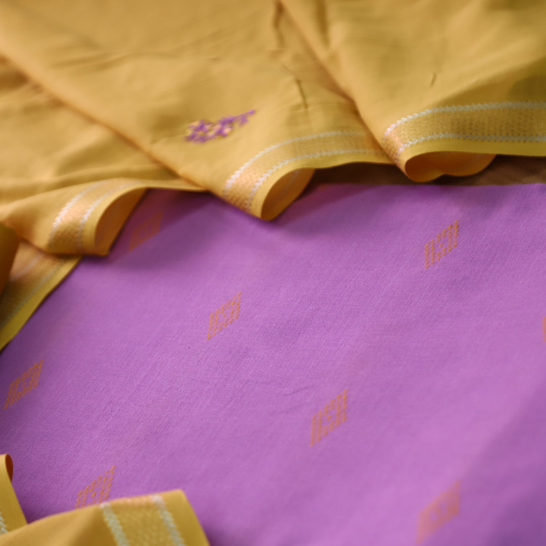 Bijuria Orchid Purple All Over Thread Weaved Work in South Cotton Suit Set