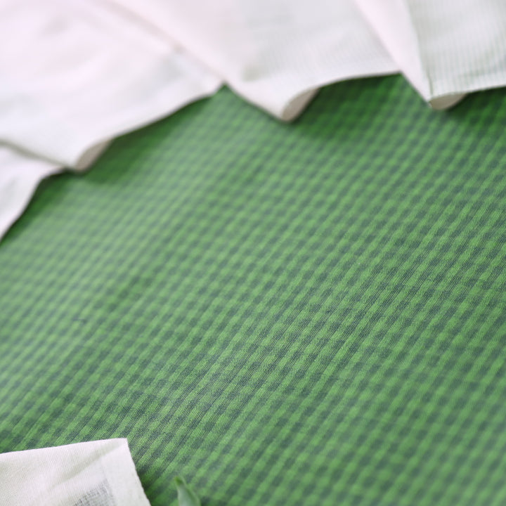 Purnima Forest Green Dual Shade Weaved South Cotton Suit Set