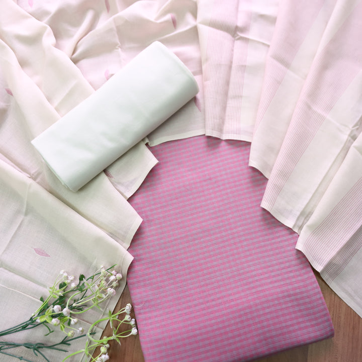 Purnima Lotus Lilac Dual Shade Weaved South Cotton Suit Set