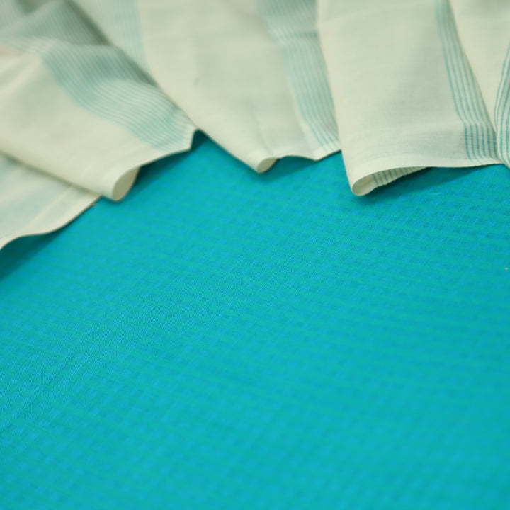 Purnima Ocean Sky Blue Dual Shade Weaved South Cotton Suit Set