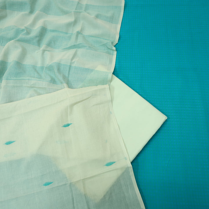 Purnima Ocean Sky Blue Dual Shade Weaved South Cotton Suit Set