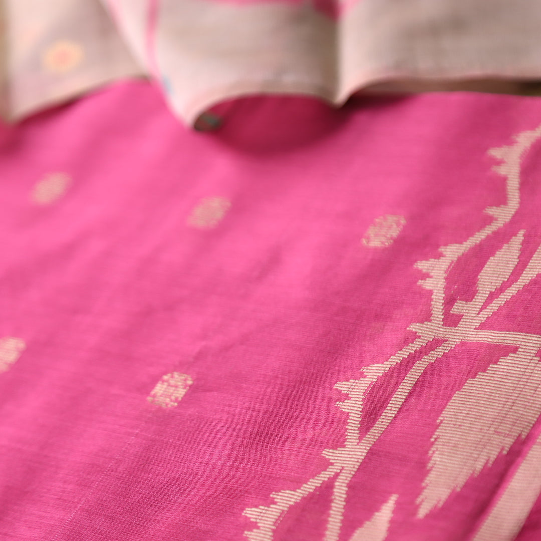 Haseen Magenta Purple with All Over Authentic Jamdani Weaved Hem Suit Set