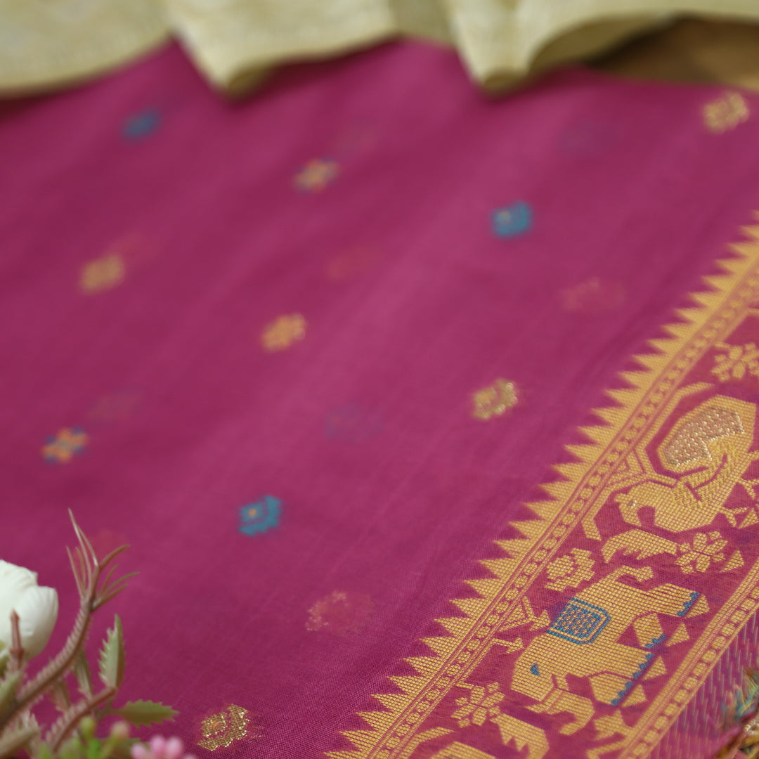 Janabeali Jamuni Purple with All Over Authentic Jamdani Weaved Hem Suit Set