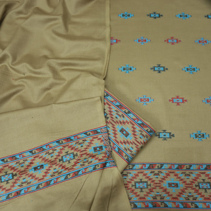 बेगमजान Sand Beige Enhanced with Thread Weaved Hem Semi Pashmina Winter Set