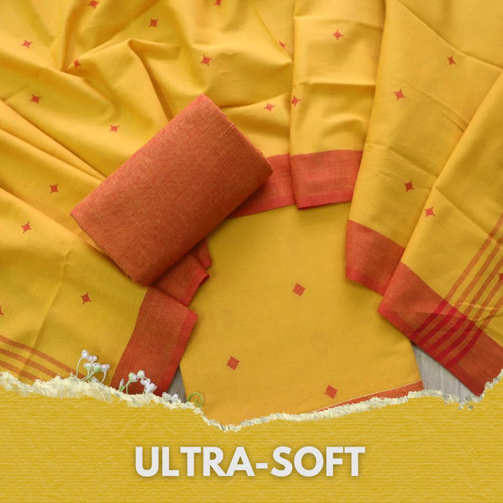 Madhubala Dijon Yellow Thread Weaved Handloom Cotton Suit Set