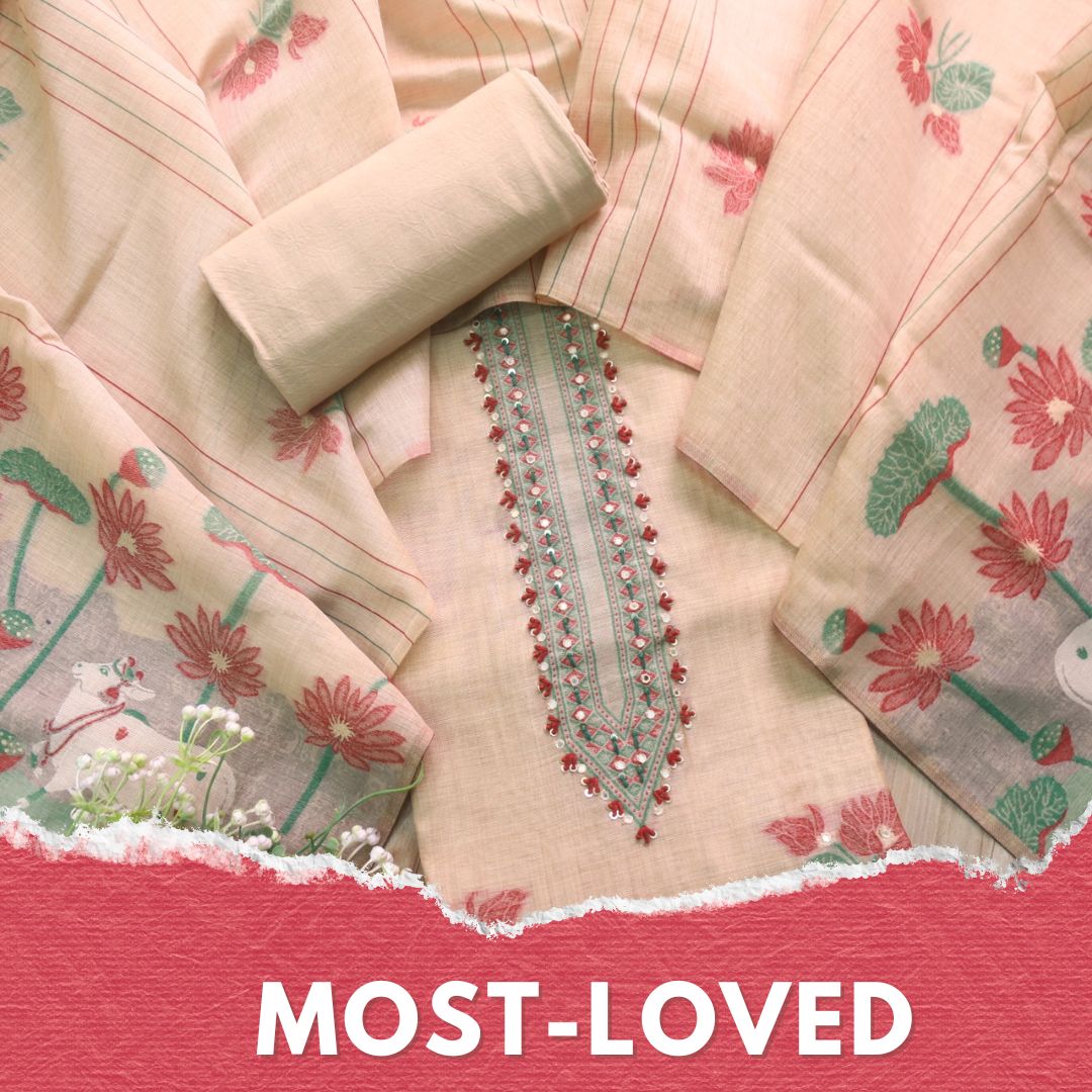 Rubaaroo Sand Biege Thread with Pichwai Jamdani Weaved Suit Set