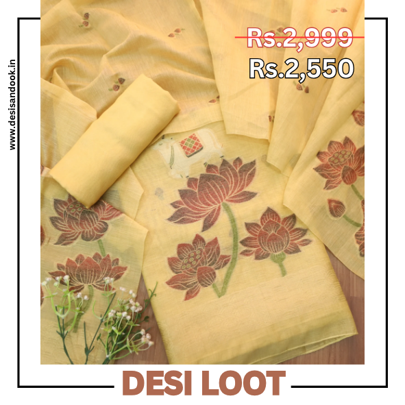 Zinat Butter Yellow in Zari with Pichwai Authentic Jamdani Weaved Suit Set