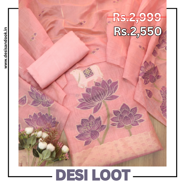 Zinat Blush Pink in Zari with Pichwai Authentic Jamdani Weaved Suit Set