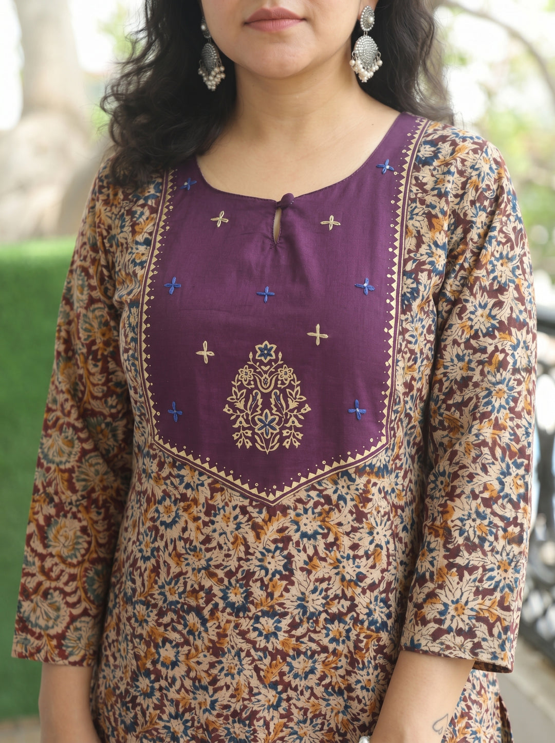 Darla Wine Purple Kalamkari Cotton 2 PIece Set