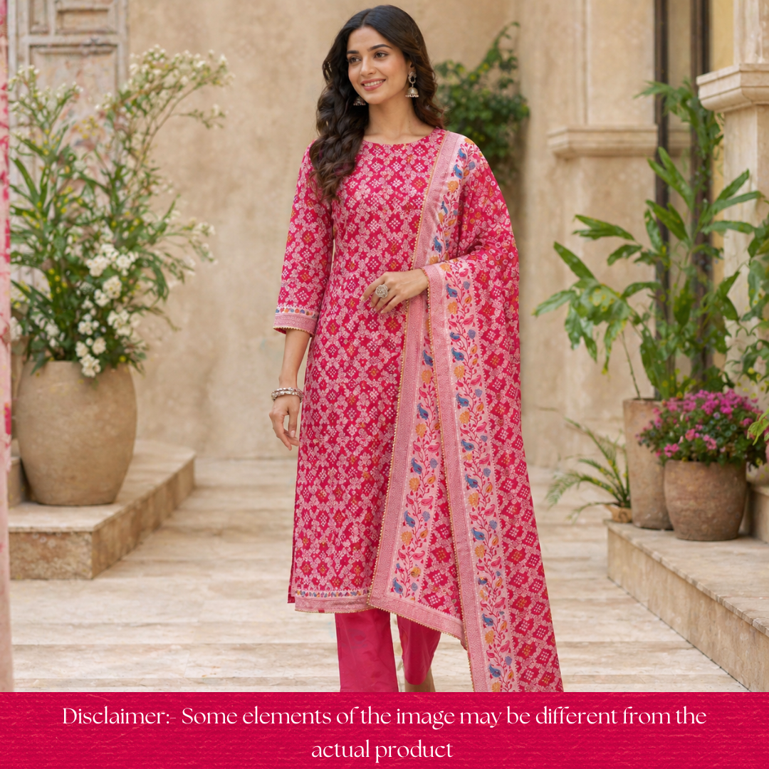 Naari Bride MAroon Zari Weaved and Bandhej Work Crepe Silk Set