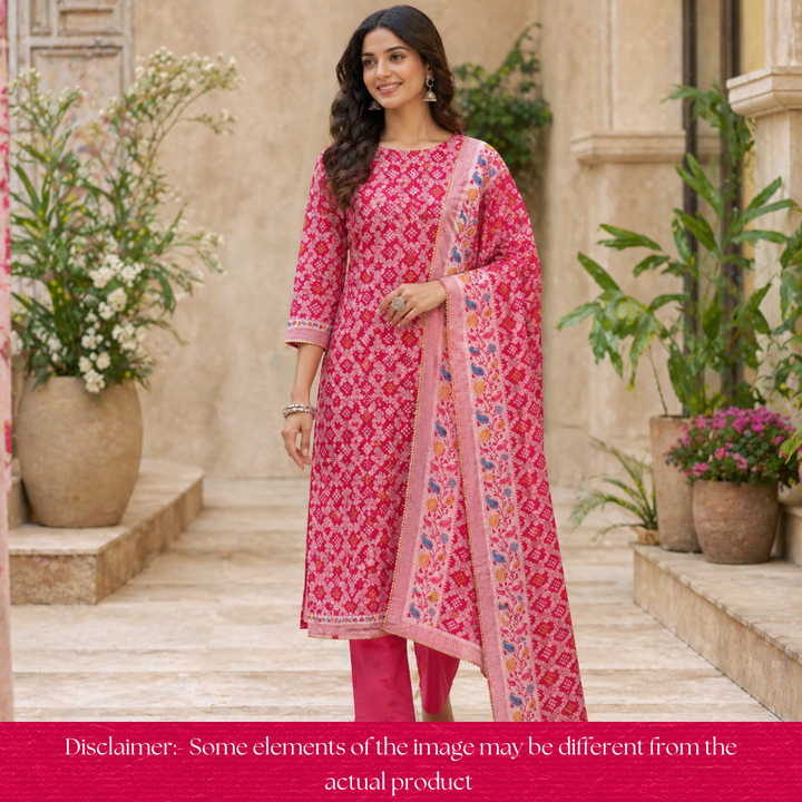 Naari Bride MAroon Zari Weaved and Bandhej Work Crepe Silk Set