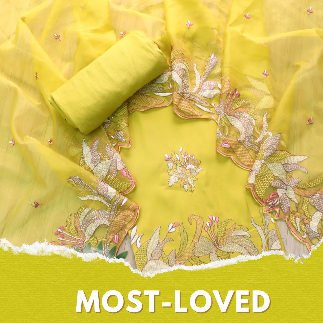 Ada Turmeric Yellow with Cut Work Embroidered Hem Modal Suit Set