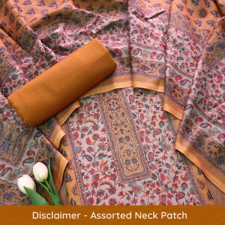 रुद्रा Canary Yellow All Over Digital Kanni Printed Semi Pashmina Winter Set