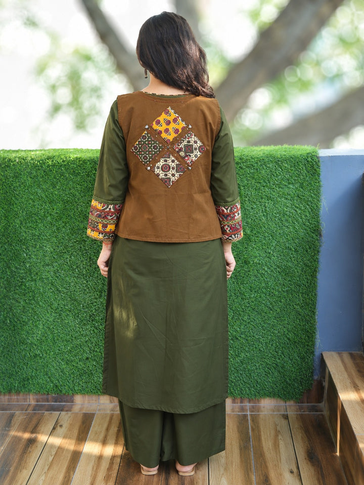Nysa Mehendi Green Cotton Jacket Sets
