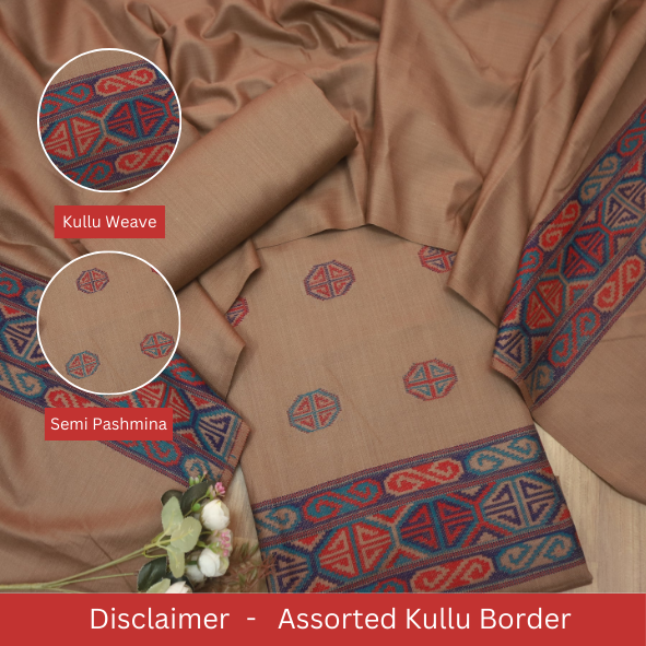 Kranti Mocha Brown Kullu Thread Weaved Hem Semi Pashmina Winter Suit Set