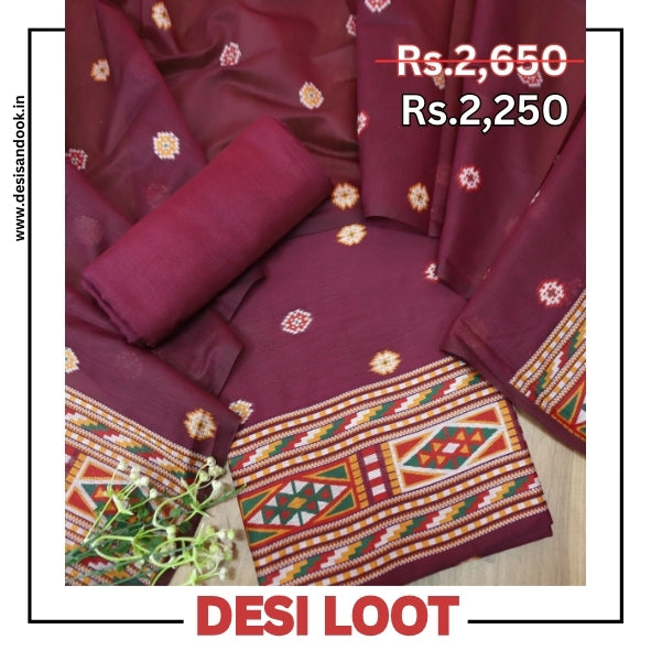 Monica Raisin Purple Jamdani Kullu Weaved Inspired Chanderi Set