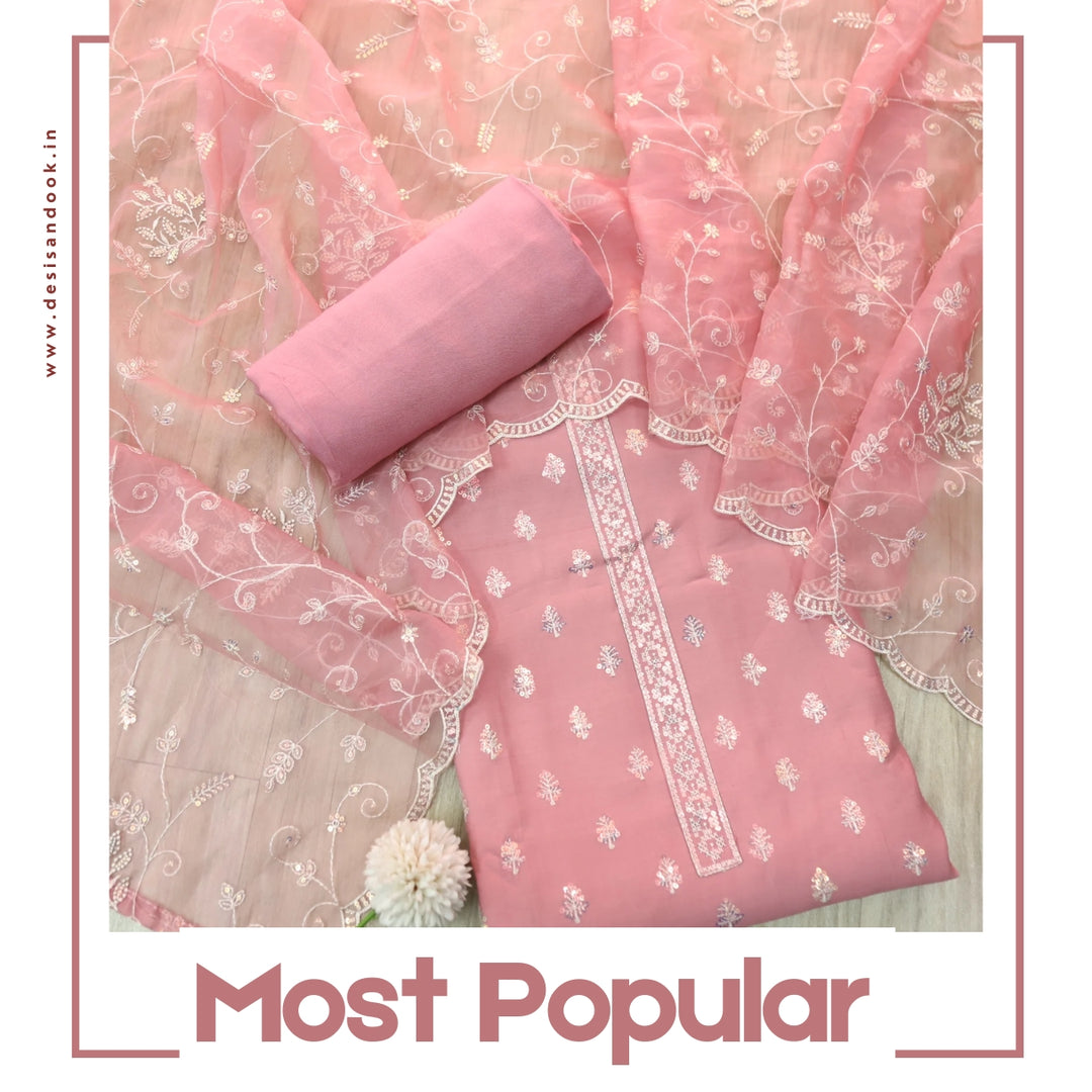 Ada Baby Pink with All Over Sequence Cut Work Hem Modal Suit Set