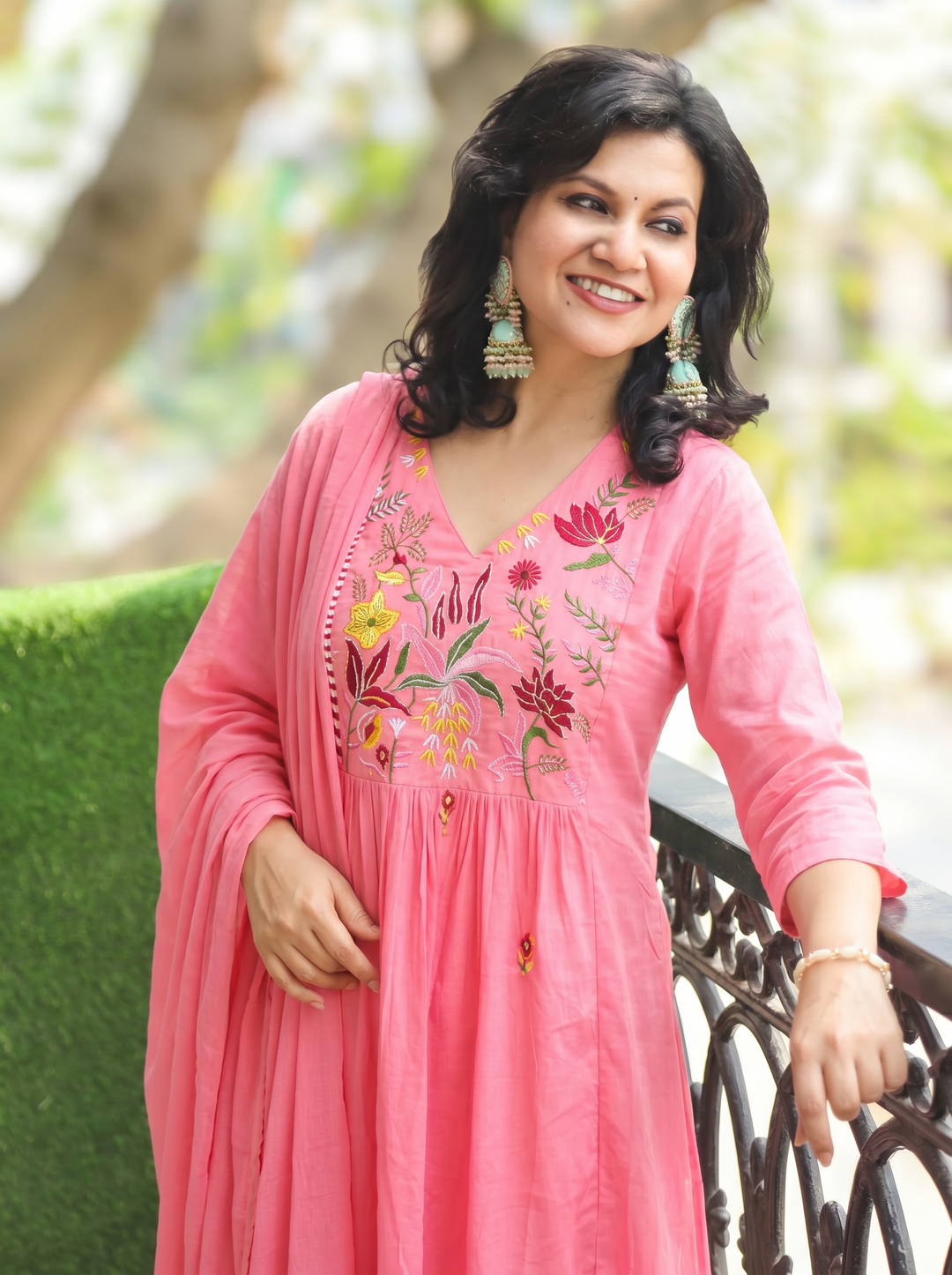 Shiwangi Candy Pink Embroidered Mul Cotton 3 Piece Set