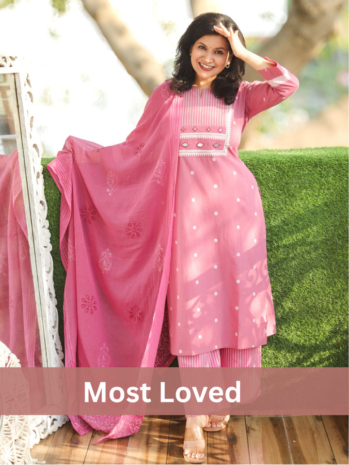Pallavi Helio Lilac South Cotton 3 Piece Set