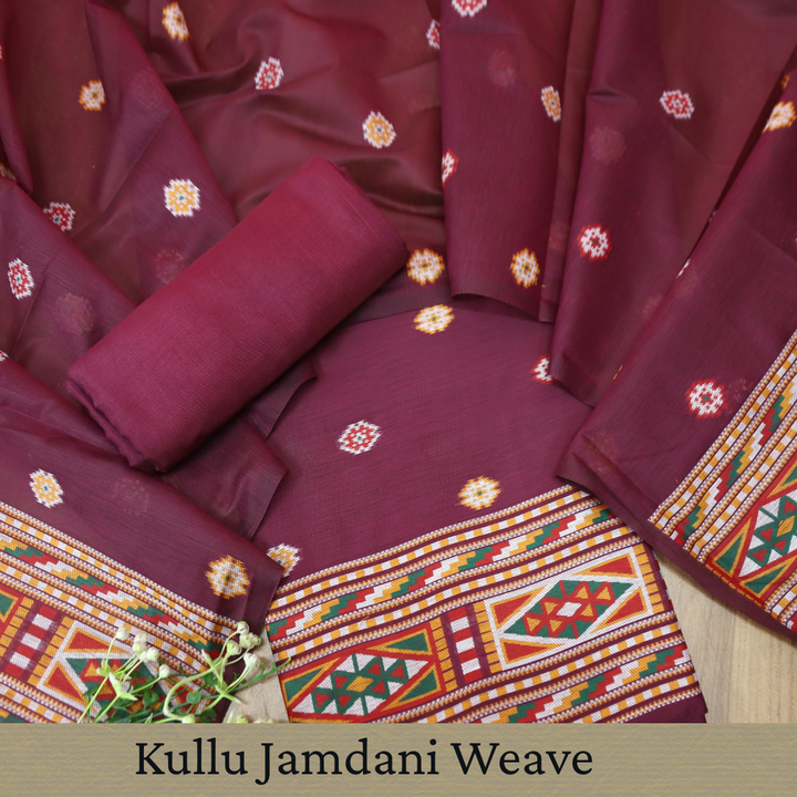 Monica Raisin Purple Jamdani Kullu Weaved Inspired Chanderi Set