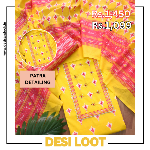 Riwa Pineapple Yellow Kardana Detailing Digital Printed Cotton Suit Set