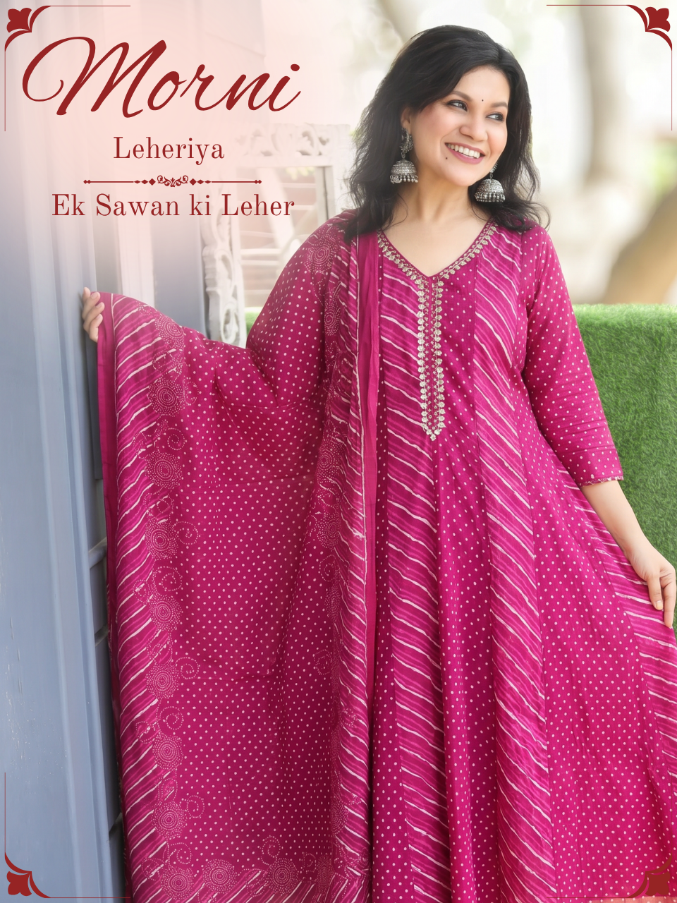 Morni Wine Purple Leheriya Mul Cotton 3 Piece Set