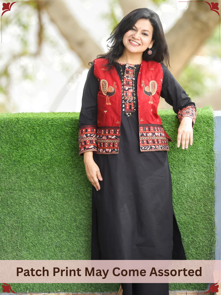 Nysa Ebony Black Cotton Jacket Sets