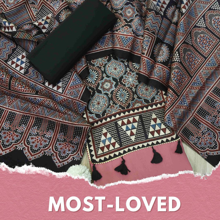 Zulfat Mulberry Pink Glazed Cotton Top and Printed Mashru Dupatta-D2
