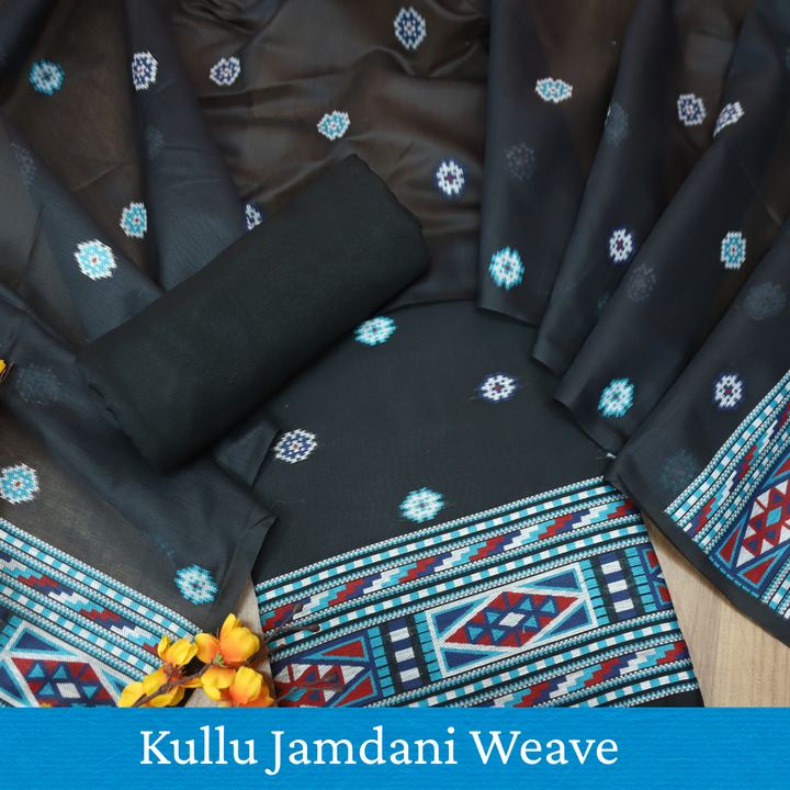 Monica Midnight Black Jamdani Kullu Weaved Inspired Chanderi Set