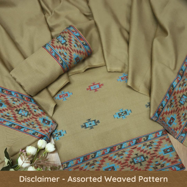 बेगमजान Sand Beige Enhanced with Thread Weaved Hem Semi Pashmina Winter Set