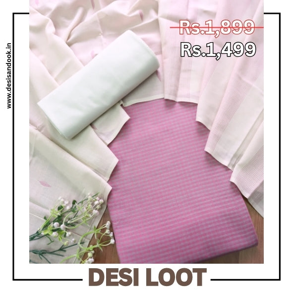 Purnima Lotus Lilac Dual Shade Weaved South Cotton Suit Set