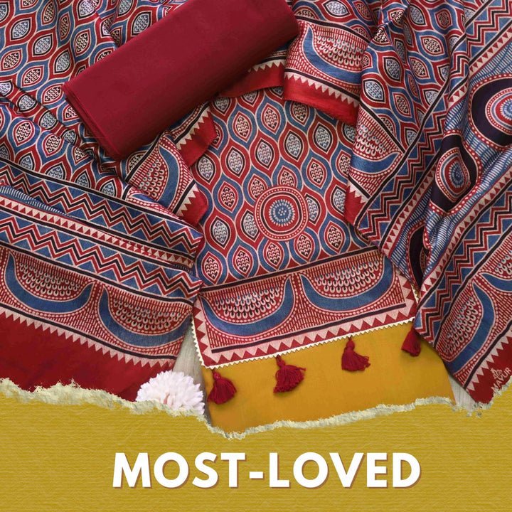 Zulfat Mustard Yellow Glazed Cotton Top and Printed Mashru Dupatta-D4