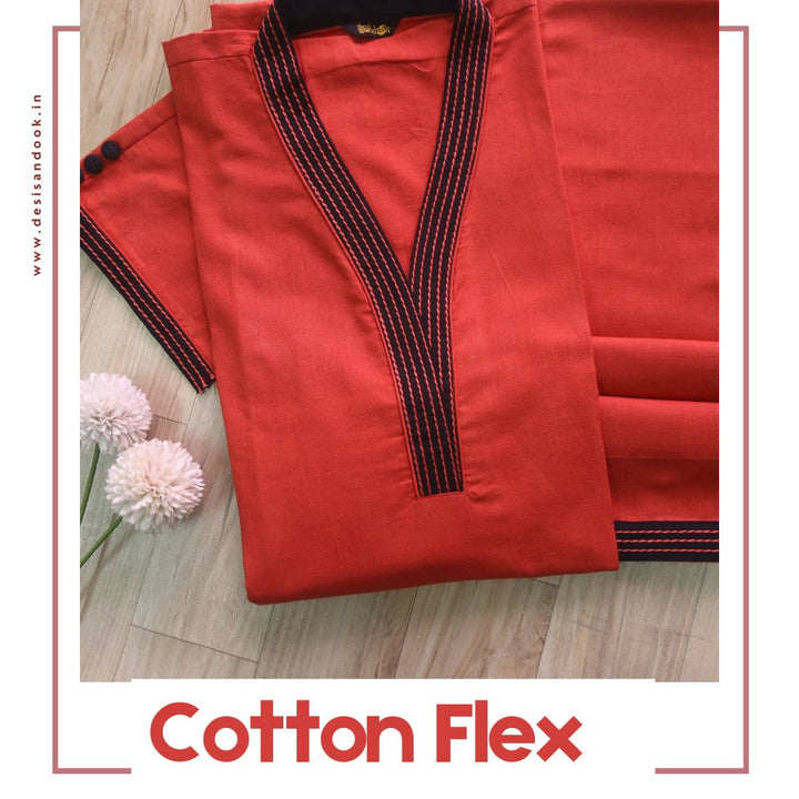 Tiara Sedona Orange Running Thread Work Cotton Flex 2 Piece Set