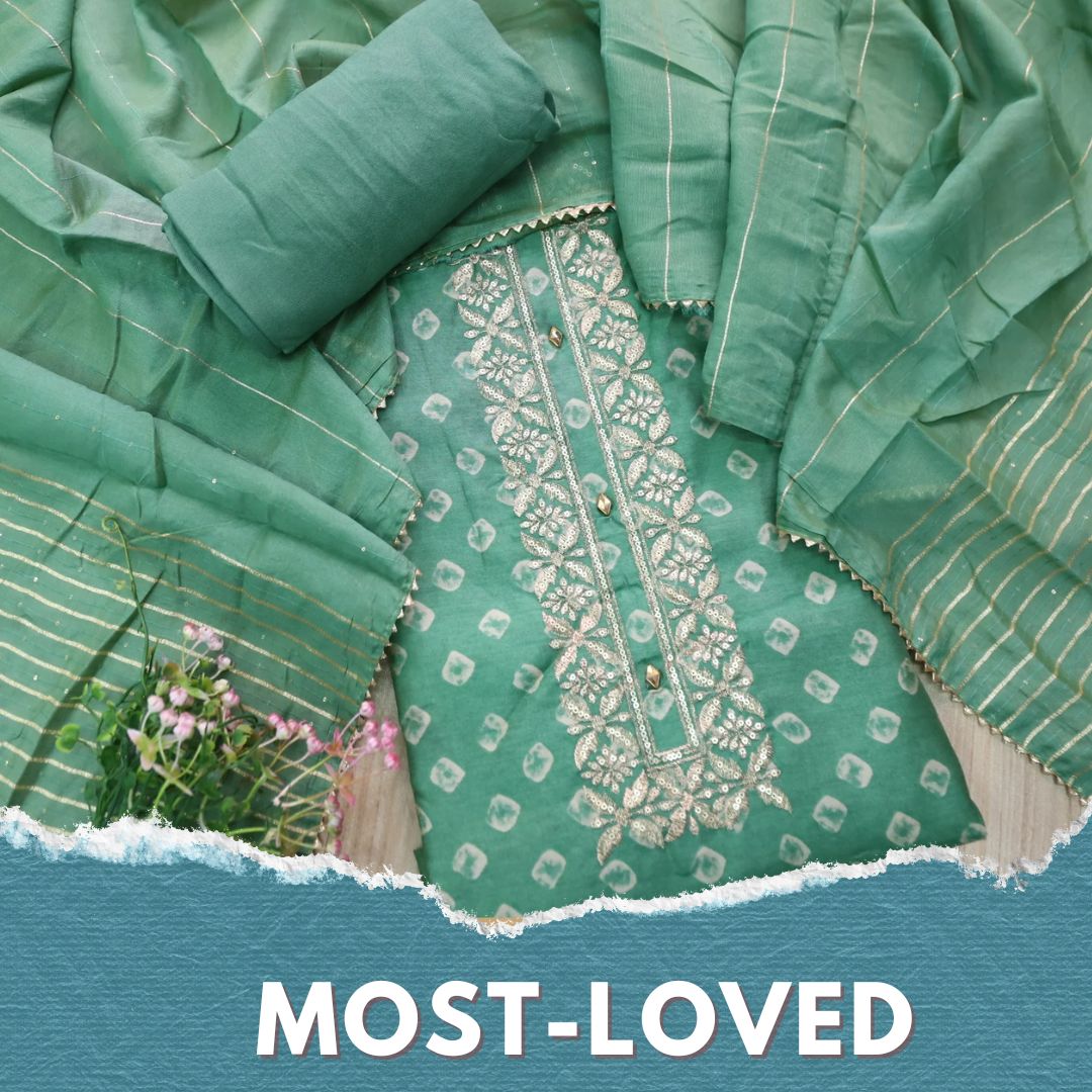 Ishaani Forest Green Printed Embellish Zari Neck Work Modal Suit Set