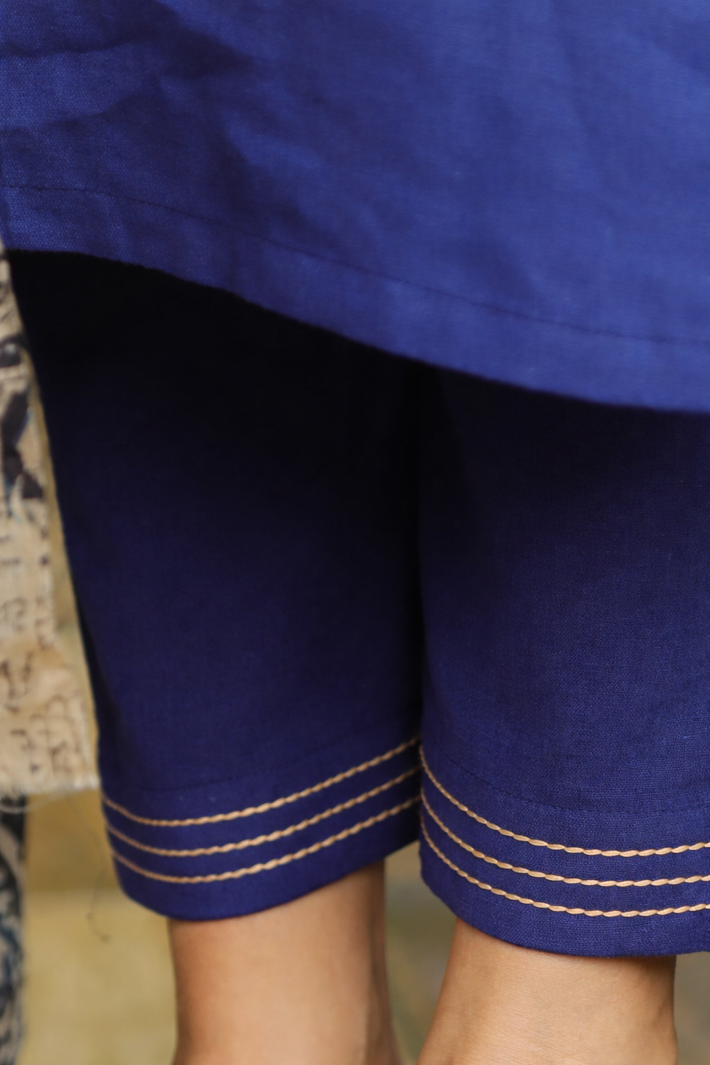 Jessica Navy Blue Pintuck Cotton 3 Piece Set