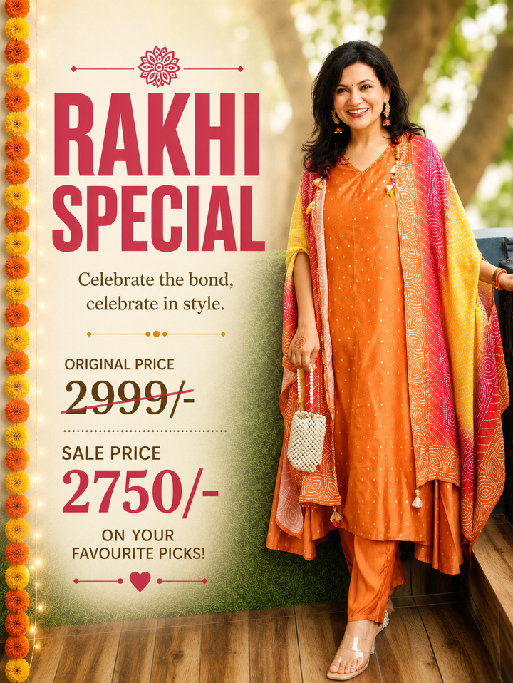 Piya Orange Zari Dobby Cotton Silk Set with Cape