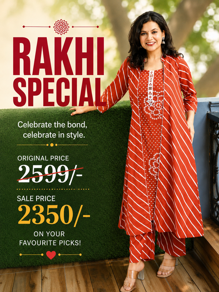 Shringar Rust Bandhani and Leheriya Jacket Co-ord Set