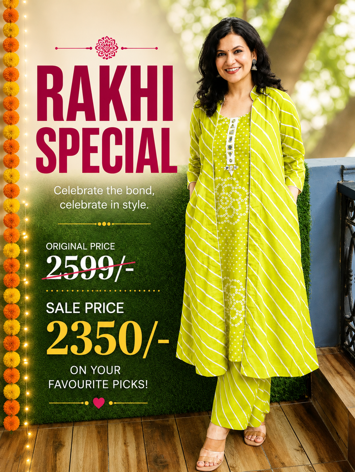 Shringar Green Bandhani and Leheriya Jacket Co-ord Set