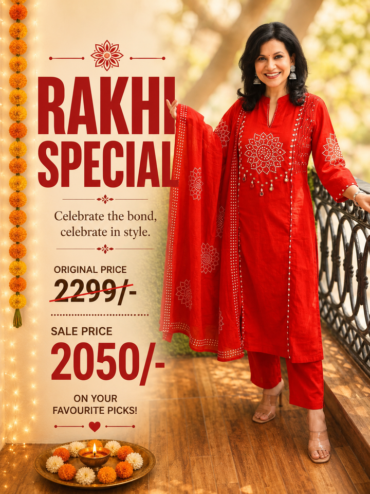 Tanushi Burnt Rust Bandani Cotton 3 Piece Set