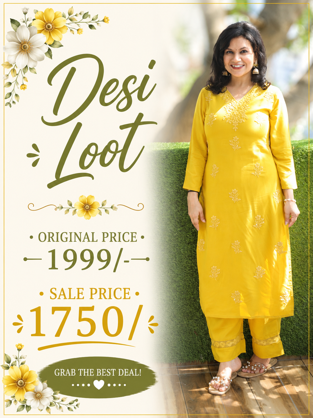 Jenna Dijon Yellow Chikankari Rayon 2 Piece Set